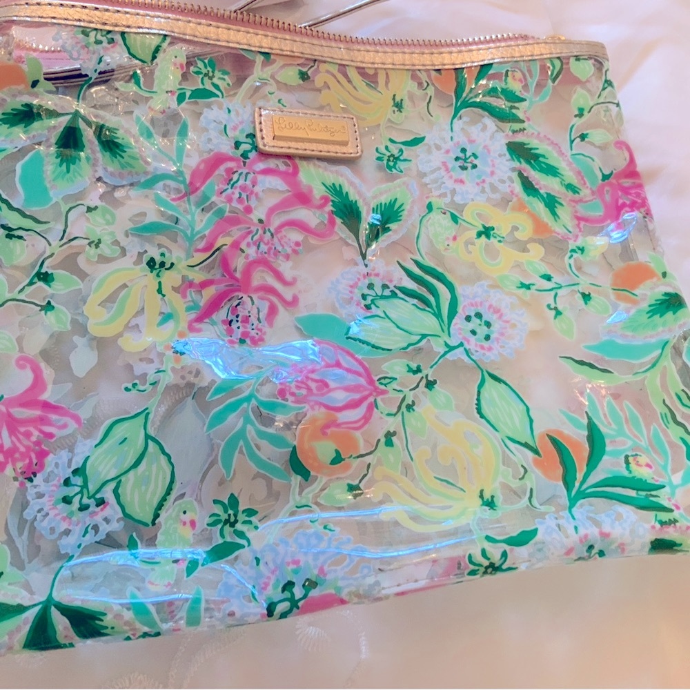 Floral Transparent Clutch with Gold Accents